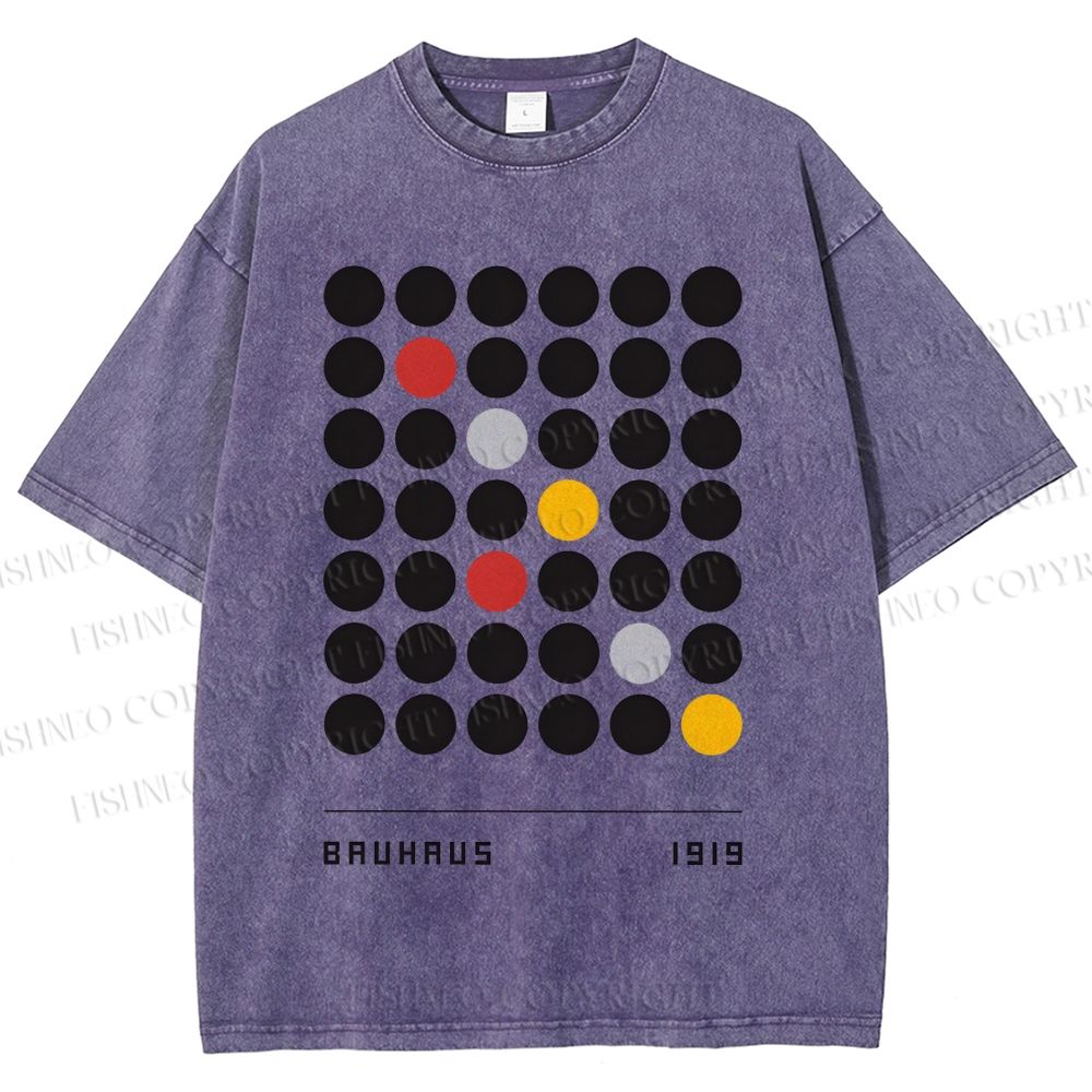 Unisex Bauhaus Geometric Circle Printed Washed Tee