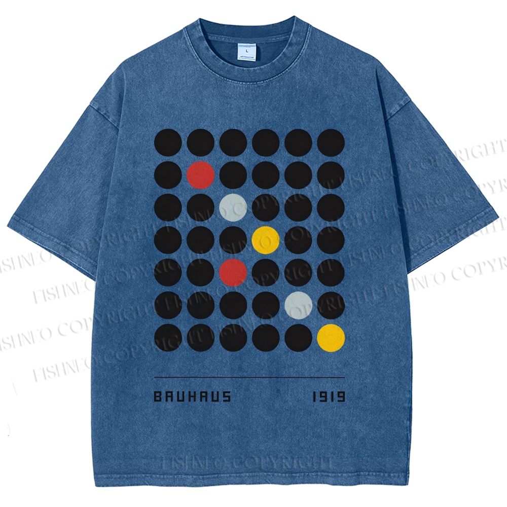 Unisex Bauhaus Geometric Circle Printed Washed Tee
