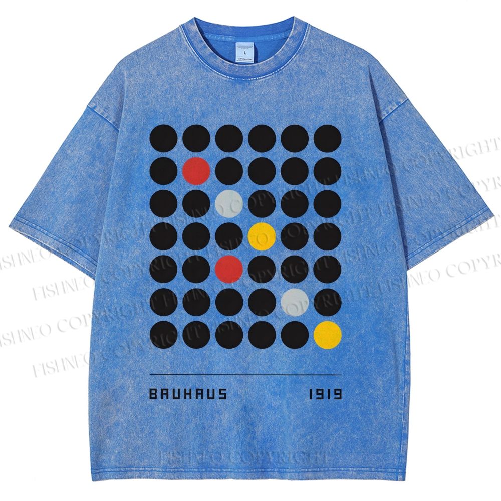 Unisex Bauhaus Geometric Circle Printed Washed Tee