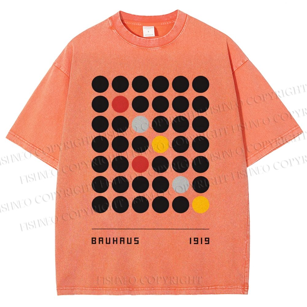 Unisex Bauhaus Geometric Circle Printed Washed Tee