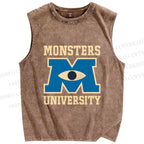 Unisex Monsters University Printed Washed Tank Top