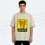 Unisex Rilakkuma Bear Reflecting Japanese Printed Washed Tee