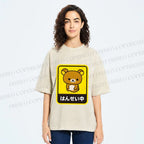 Unisex Rilakkuma Bear Reflecting Japanese Printed Washed Tee