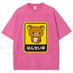Unisex Rilakkuma Bear Reflecting Japanese Printed Washed Tee