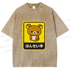 Unisex Rilakkuma Bear Reflecting Japanese Printed Washed Tee