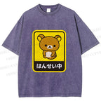 Unisex Rilakkuma Bear Reflecting Japanese Printed Washed Tee