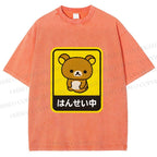 Unisex Rilakkuma Bear Reflecting Japanese Printed Washed Tee