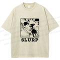 Unisex Meme Cat Slurp Printed Washed Tee