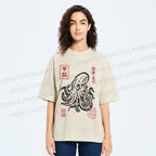 Unisex Vintage Octopus Japanese Printed Washed Tee