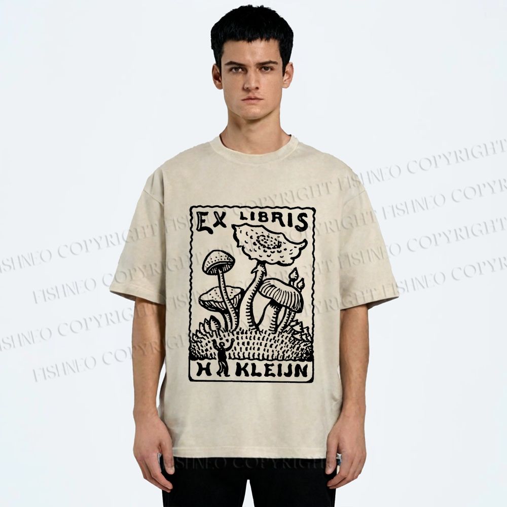 Unisex Magic Mushrooms Printed Washed Tee