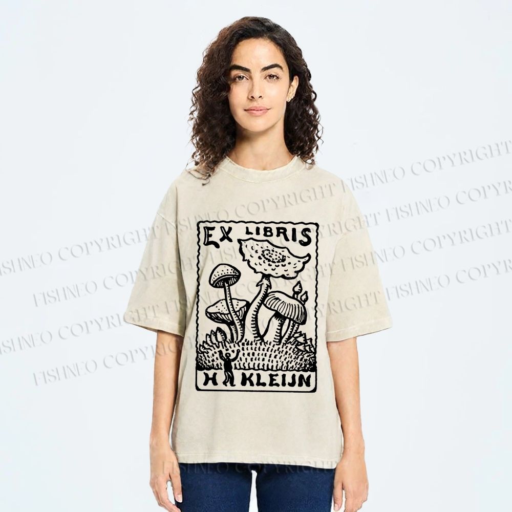 Unisex Magic Mushrooms Printed Washed Tee