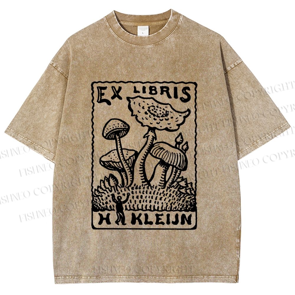 Unisex Magic Mushrooms Printed Washed Tee