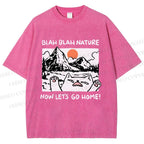 Unisex Let's Go Home Cat Printed Washed Tee