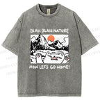 Unisex Let's Go Home Cat Printed Washed Tee