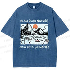 Unisex Let's Go Home Cat Printed Washed Tee