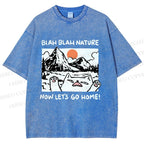 Unisex Let's Go Home Cat Printed Washed Tee