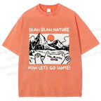 Unisex Let's Go Home Cat Printed Washed Tee