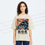 Unisex Cat Monster Printed Washed Tee