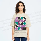 Unisex Bauhaus Geometric Color Blocks Printed Washed Tee