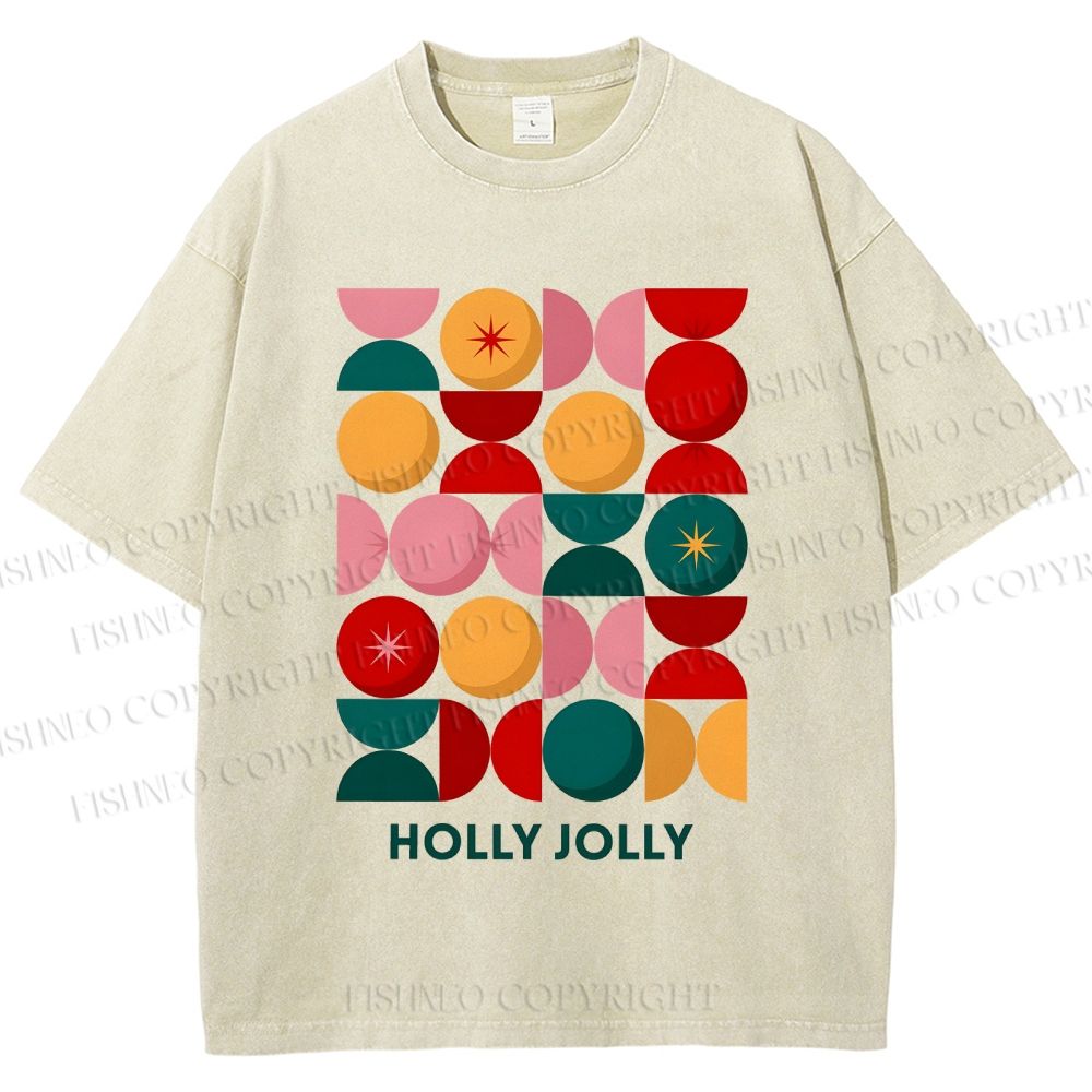 Unisex Holly Jolly Christmas Printed Washed Tee