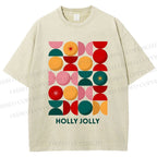 Unisex Holly Jolly Christmas Printed Washed Tee