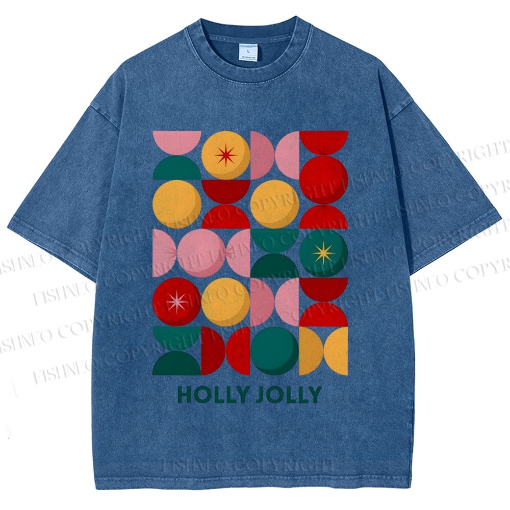 Unisex Holly Jolly Christmas Printed Washed Tee
