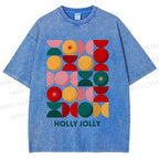 Unisex Holly Jolly Christmas Printed Washed Tee
