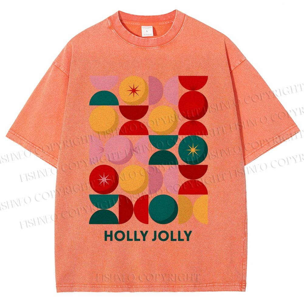 Unisex Holly Jolly Christmas Printed Washed Tee