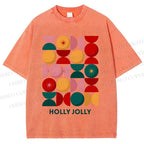 Unisex Holly Jolly Christmas Printed Washed Tee