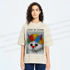 Unisex Clown Cat May Be Dumb Printed Washed Tee