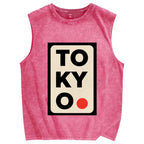 Tokyo Poster Vintage Distressed Washed Tank Top