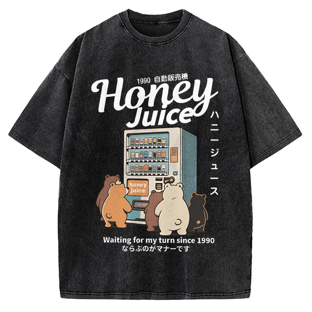 Honey Juice Bear Japanese Vending Machine Vintage Washed T-shirt