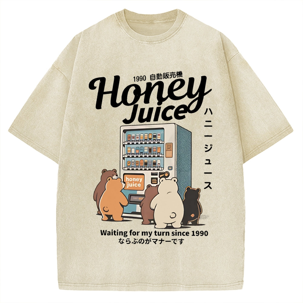 Honey Juice Bear Japanese Vending Machine Vintage Washed T-shirt