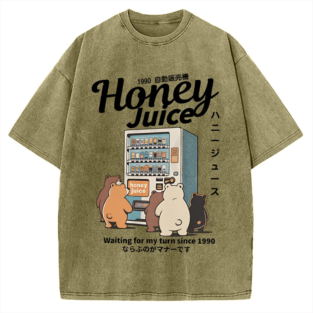 Honey Juice Bear Japanese Vending Machine Vintage Washed T-shirt
