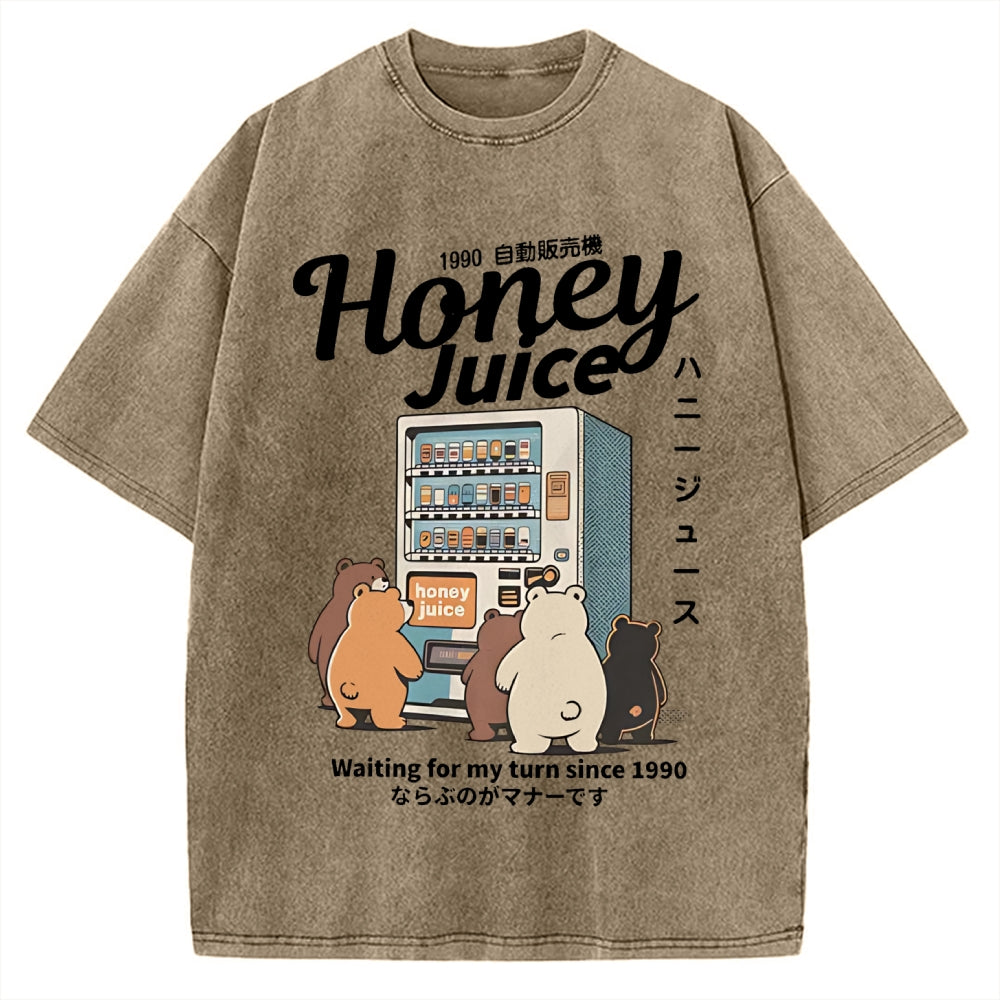 Honey Juice Bear Japanese Vending Machine Vintage Washed T-shirt