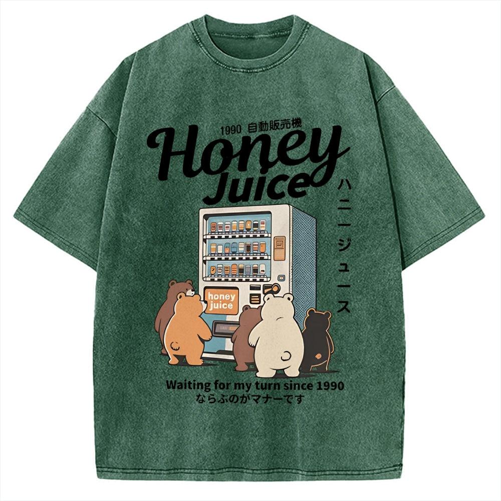 Honey Juice Bear Japanese Vending Machine Vintage Washed T-shirt