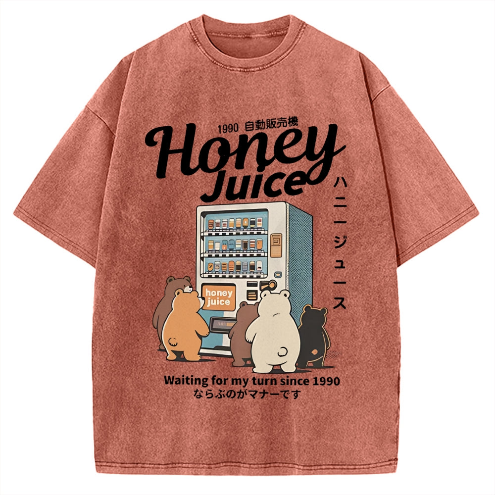 Honey Juice Bear Japanese Vending Machine Vintage Washed T-shirt