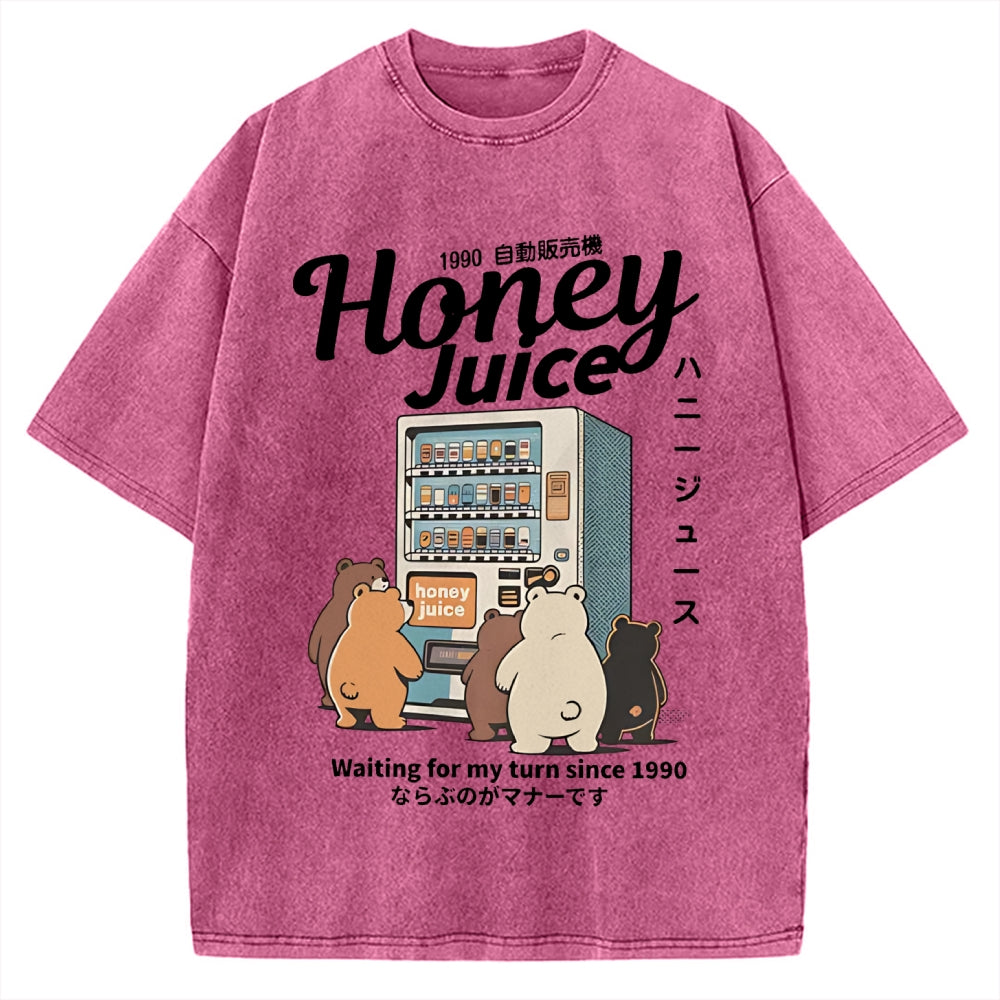 Honey Juice Bear Japanese Vending Machine Vintage Washed T-shirt