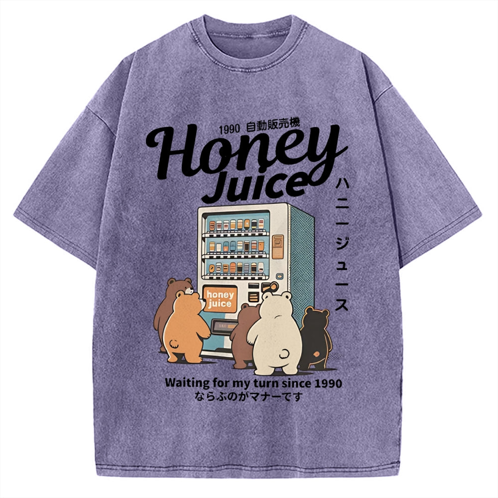 Honey Juice Bear Japanese Vending Machine Vintage Washed T-shirt