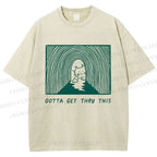 Unisex Gotta Get Thru This Cat Printed Washed Tee