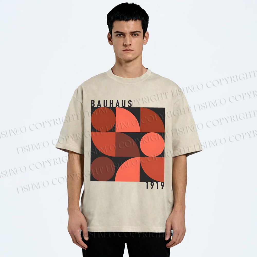 Unisex Bauhaus Geometry Printed Washed Tee