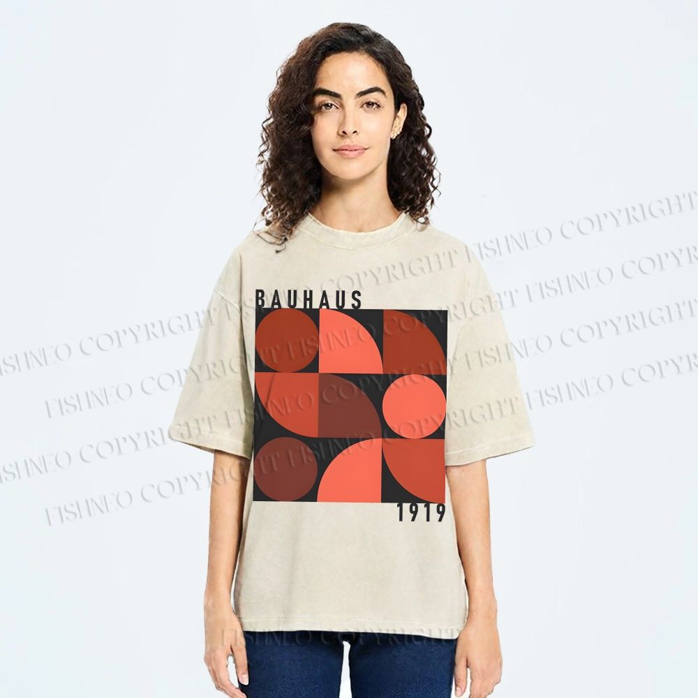 Unisex Bauhaus Geometry Printed Washed Tee