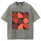 Unisex Bauhaus Geometry Printed Washed Tee