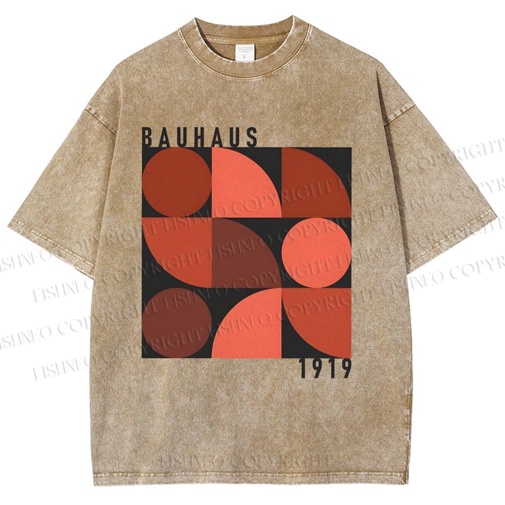 Unisex Bauhaus Geometry Printed Washed Tee