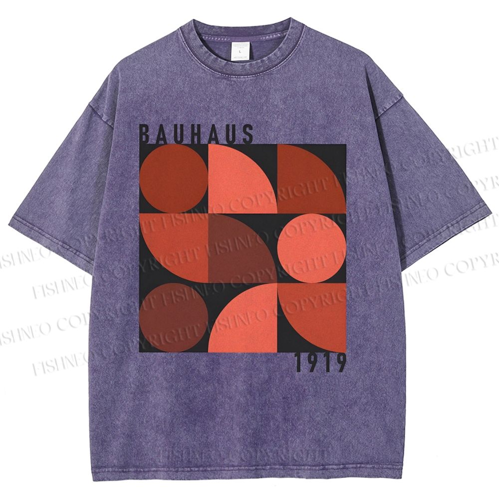 Unisex Bauhaus Geometry Printed Washed Tee