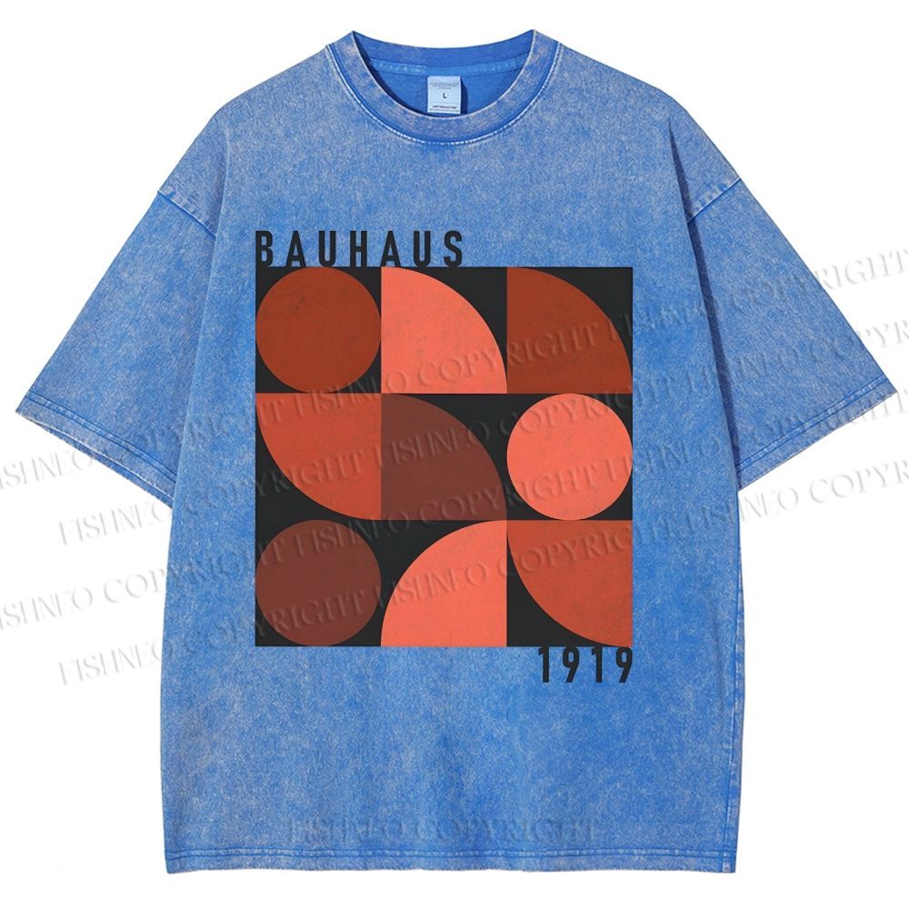 Unisex Bauhaus Geometry Printed Washed Tee