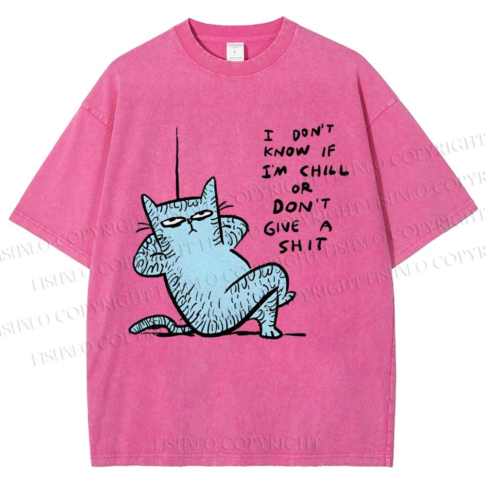 Unisex I Am Very Calm And Don't Care Cat Printed Washed Tee
