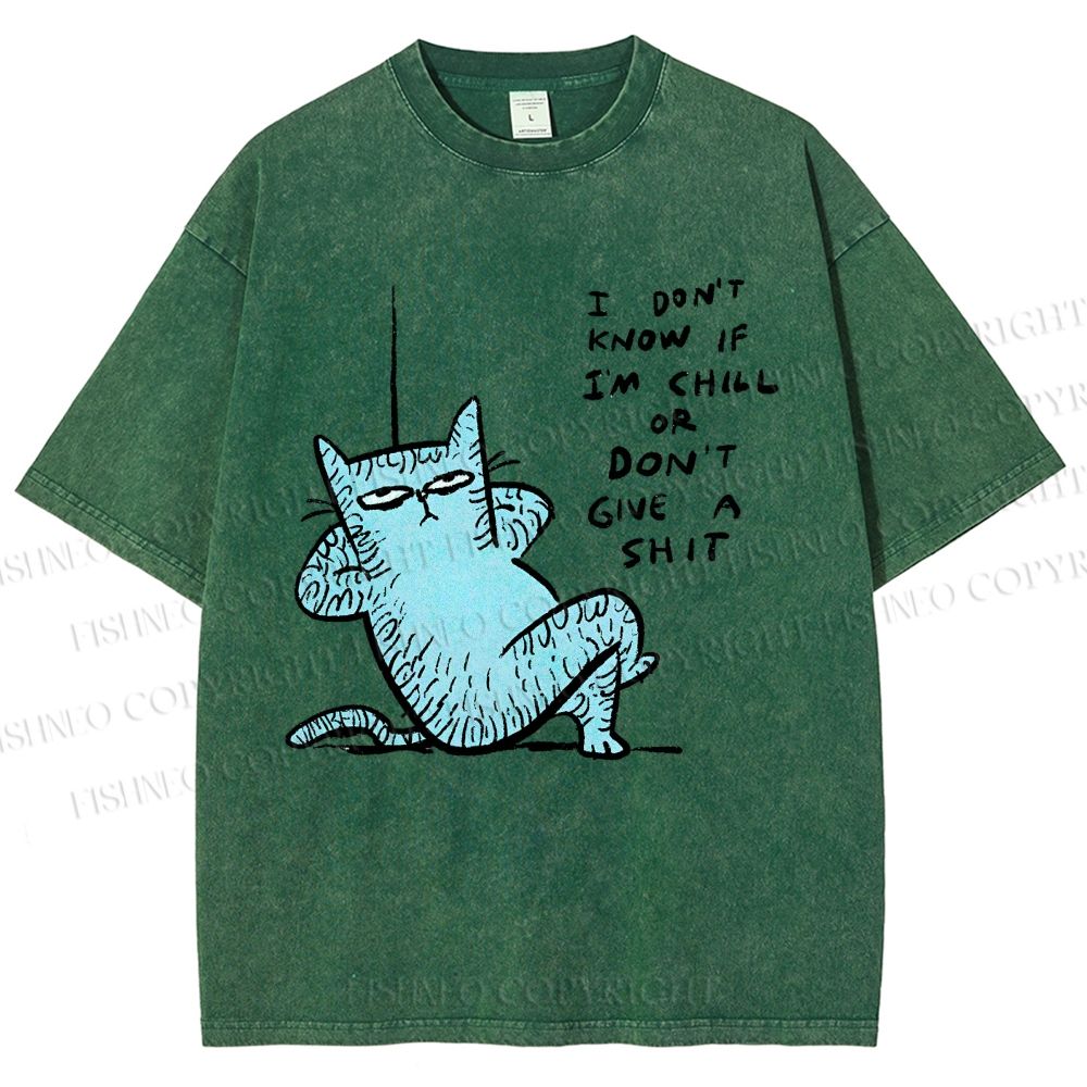 Unisex I Am Very Calm And Don't Care Cat Printed Washed Tee