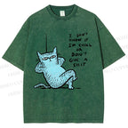 Unisex I Am Very Calm And Don't Care Cat Printed Washed Tee