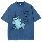 Unisex I Am Very Calm And Don't Care Cat Printed Washed Tee